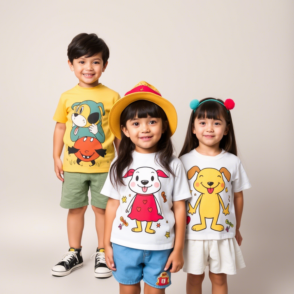 Playful children’s apparel with cartoon characters for a limited-edition clothing line