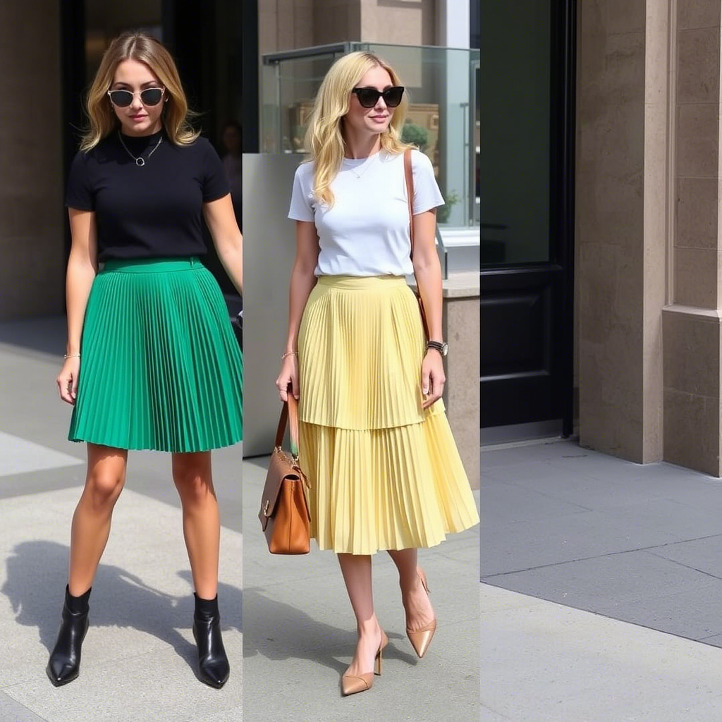 Pleated mini skirts for a trendy street style