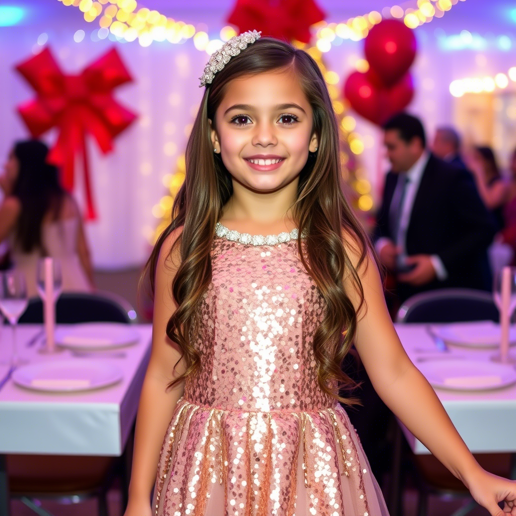 Sequin dress for kids girl shining at a festive celebration