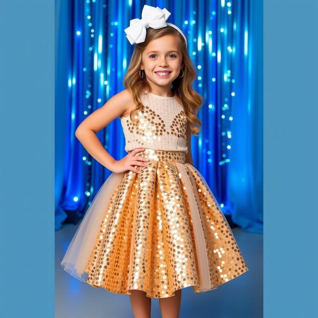 Sequined skirt and top outfit for a kid’s festive celebration