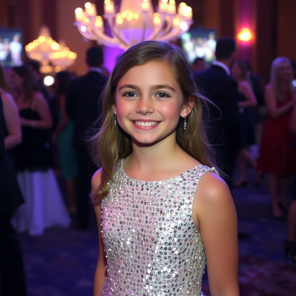 Shimmering sequin dress on teenage girl at formal gala event