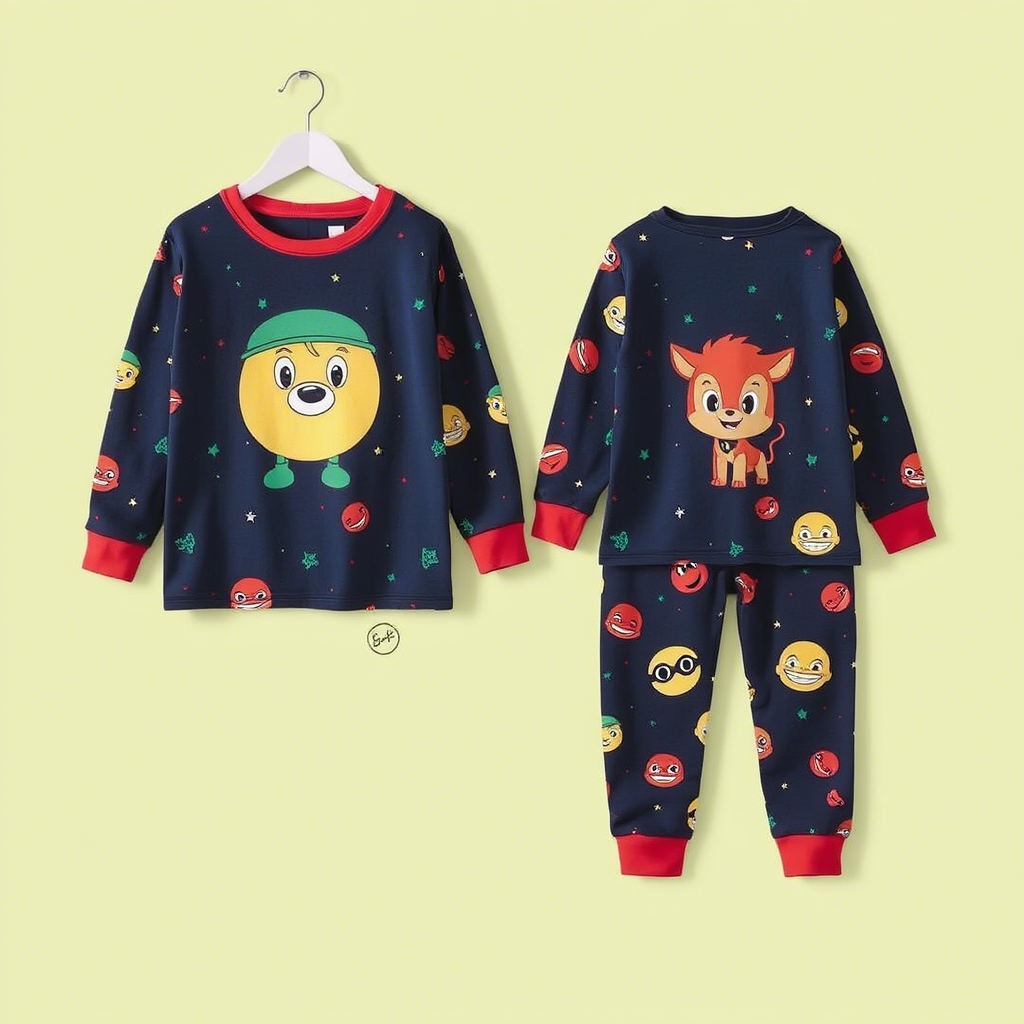 Soft cartoon character printed pajamas for kids to sleep comfortably