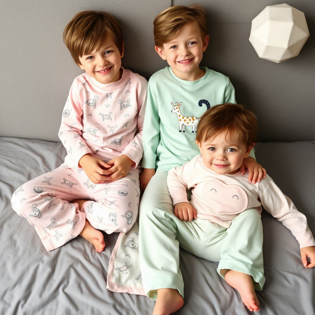 Soft pastel-colored sleepwear for boys and girls with fun designs