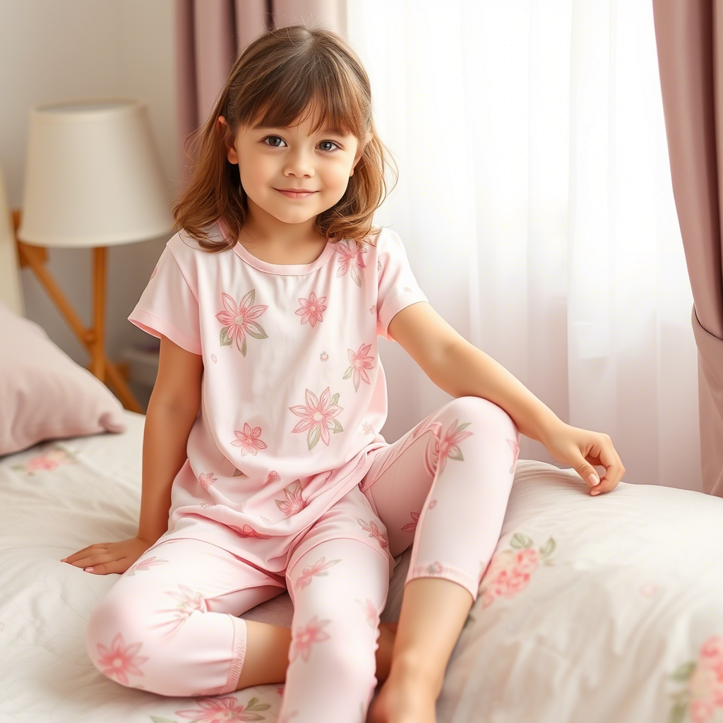 Soft pastel-colored sleepwear for girls with floral pattern