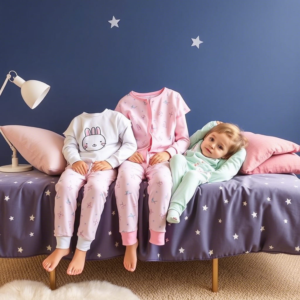 Soft pastel colored sleepwear for kids with fun designs and patterns