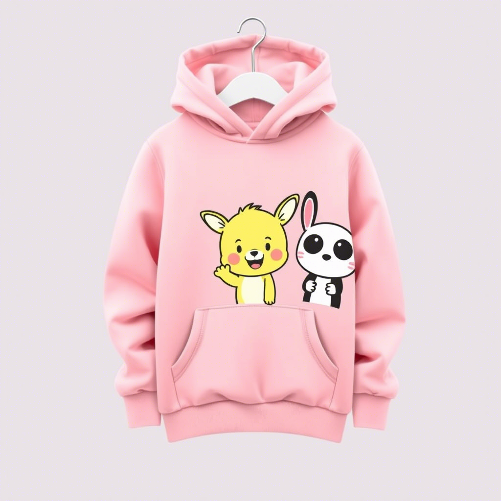 Soft pastel kids hoodies with cartoon characters