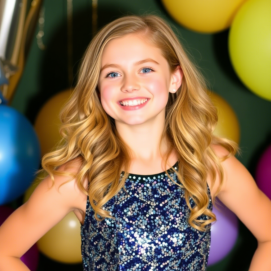 Sparkling birthday outfit with a sequined dress for a lively teenage girl