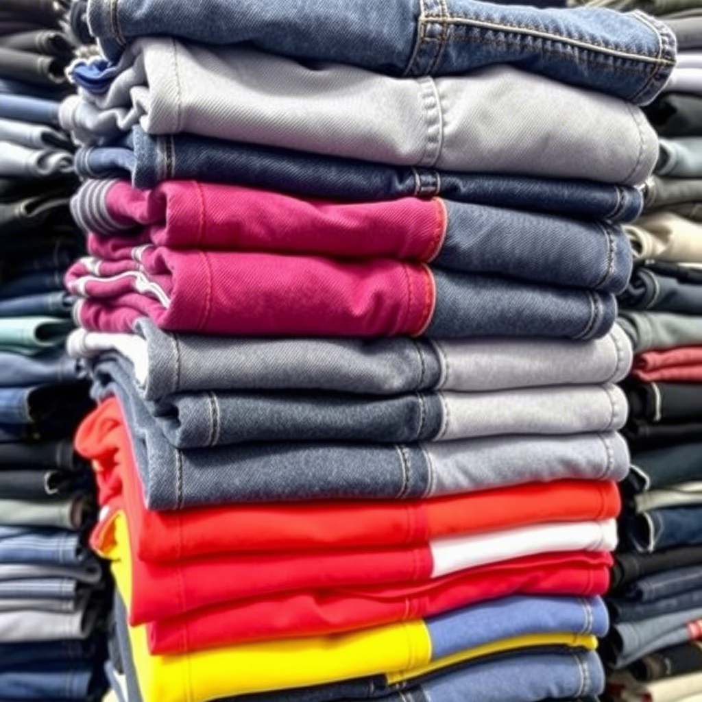 Stack of assorted kids jeans and leggings for wholesale