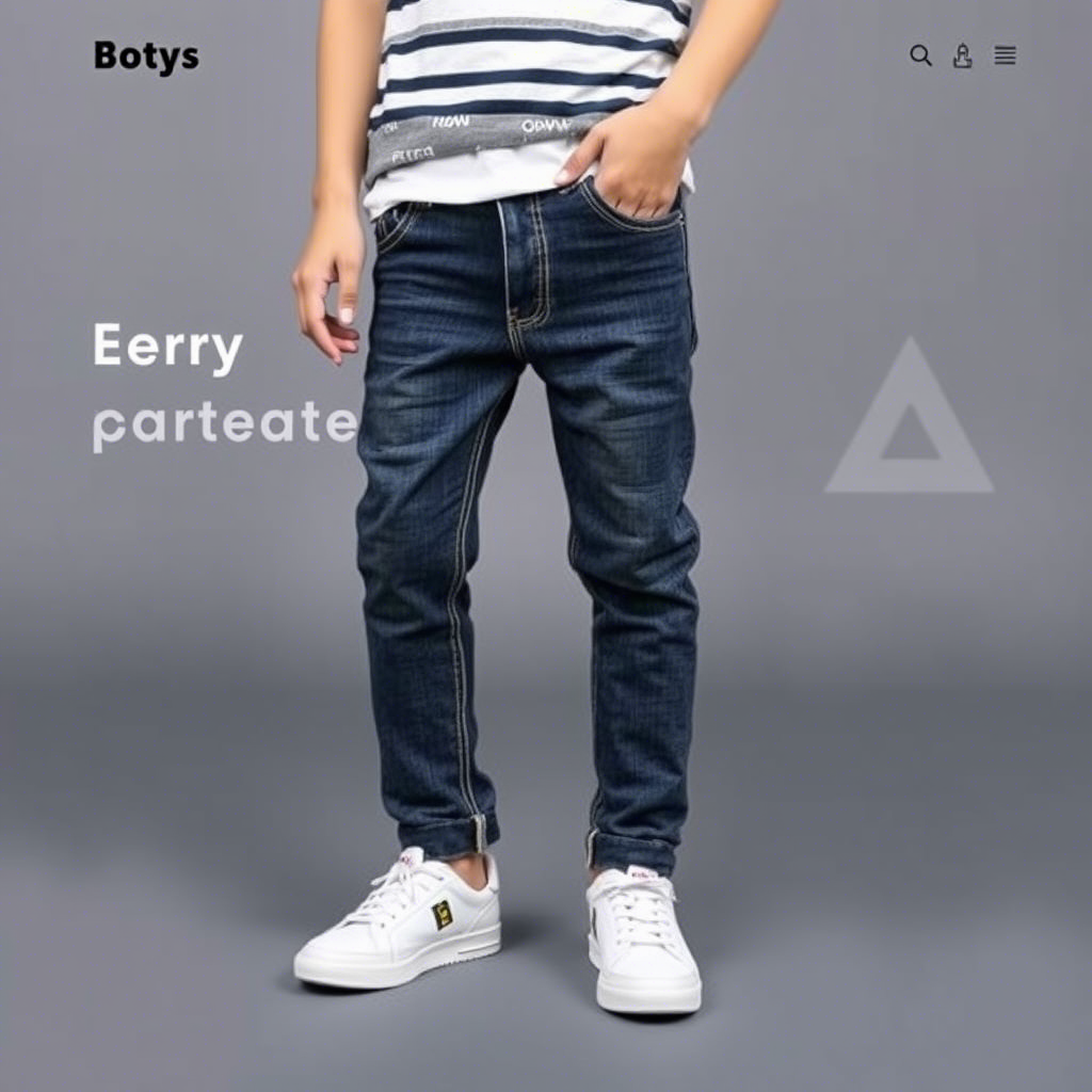Stylish boys’ denim pants displayed on e-commerce website