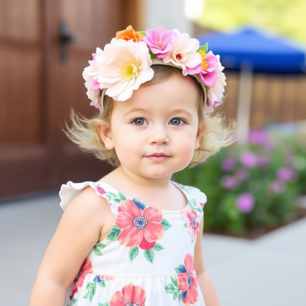 Summer outfit for toddler girl with flower crown