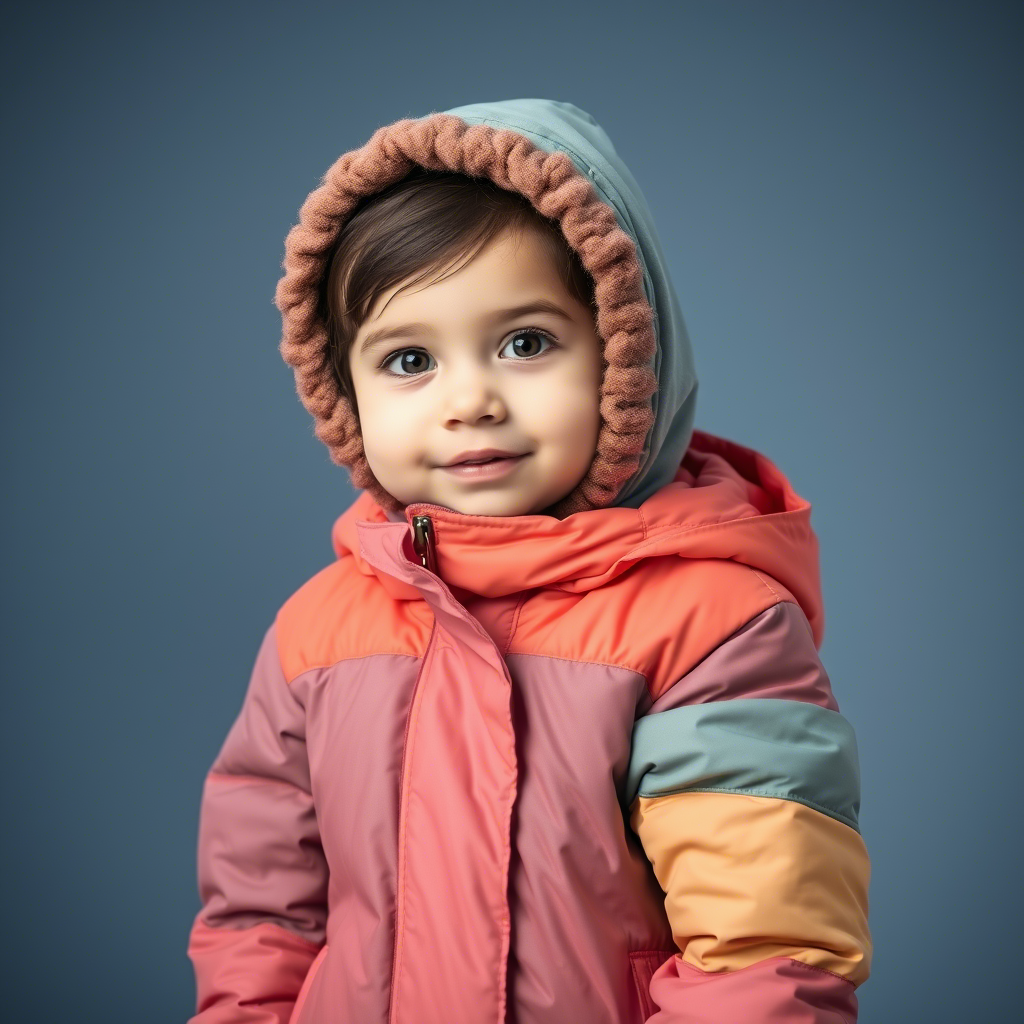 Toddler girl bundled up in a colorful winter jacket
