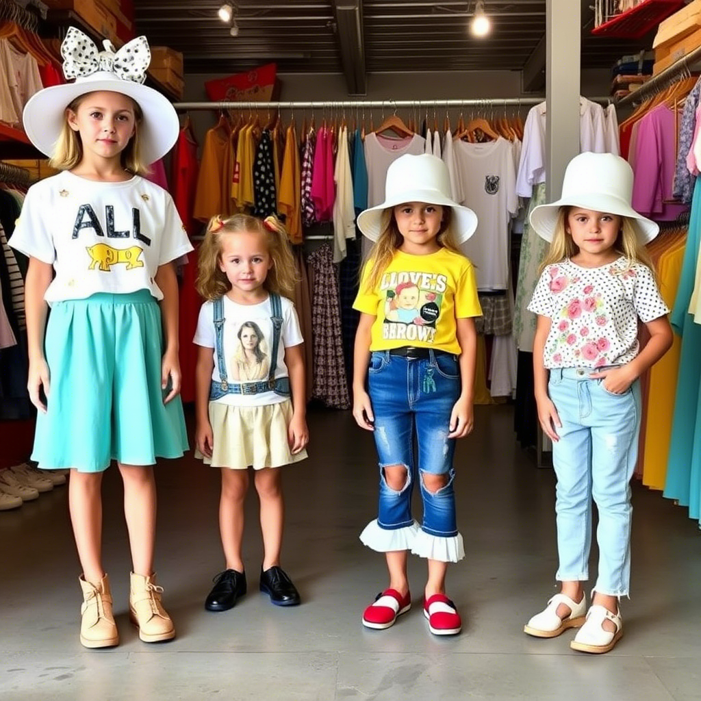 USA kids’ fashion wholesale warehouse with diverse outfits