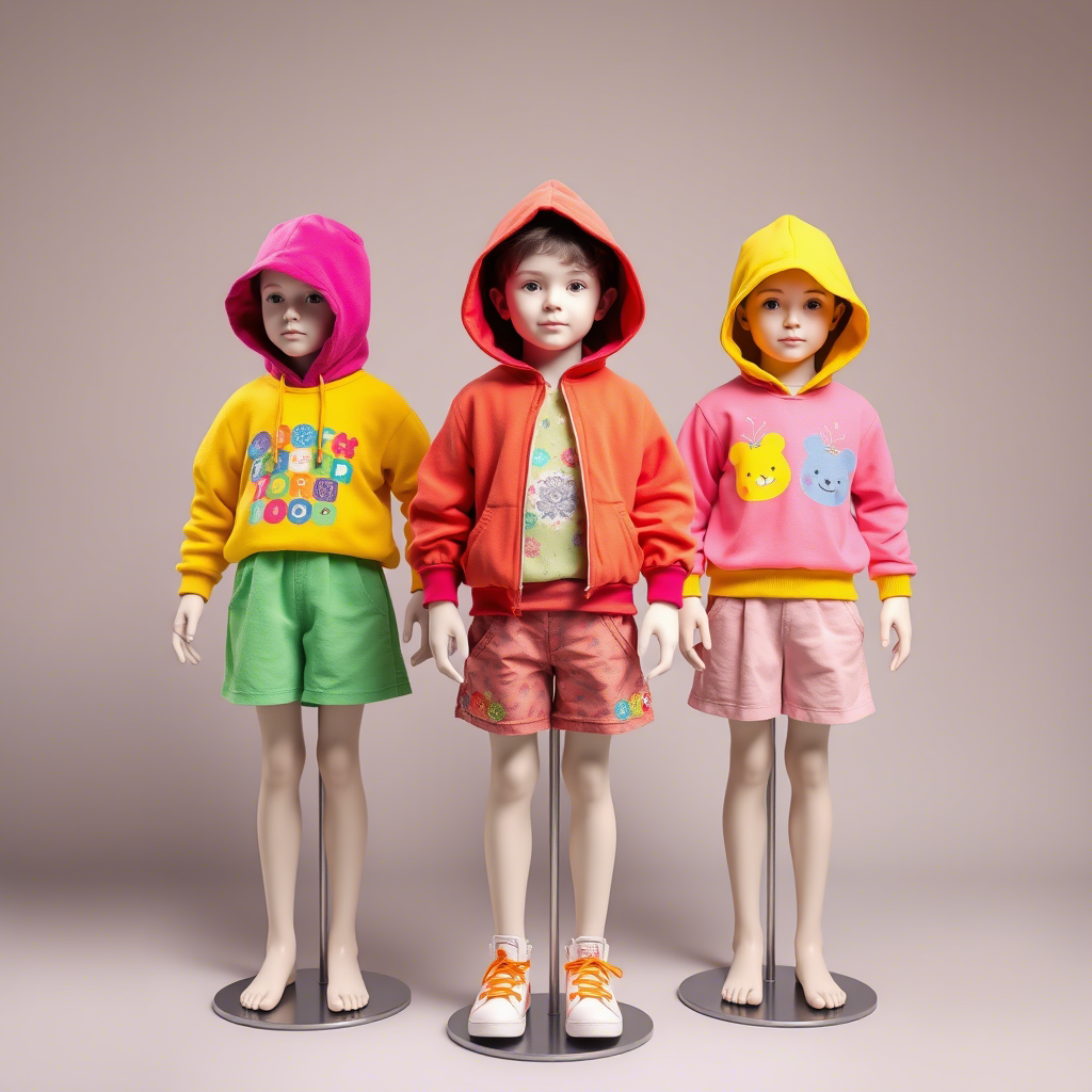 Vibrant children’s apparel displayed on a virtual mannequin