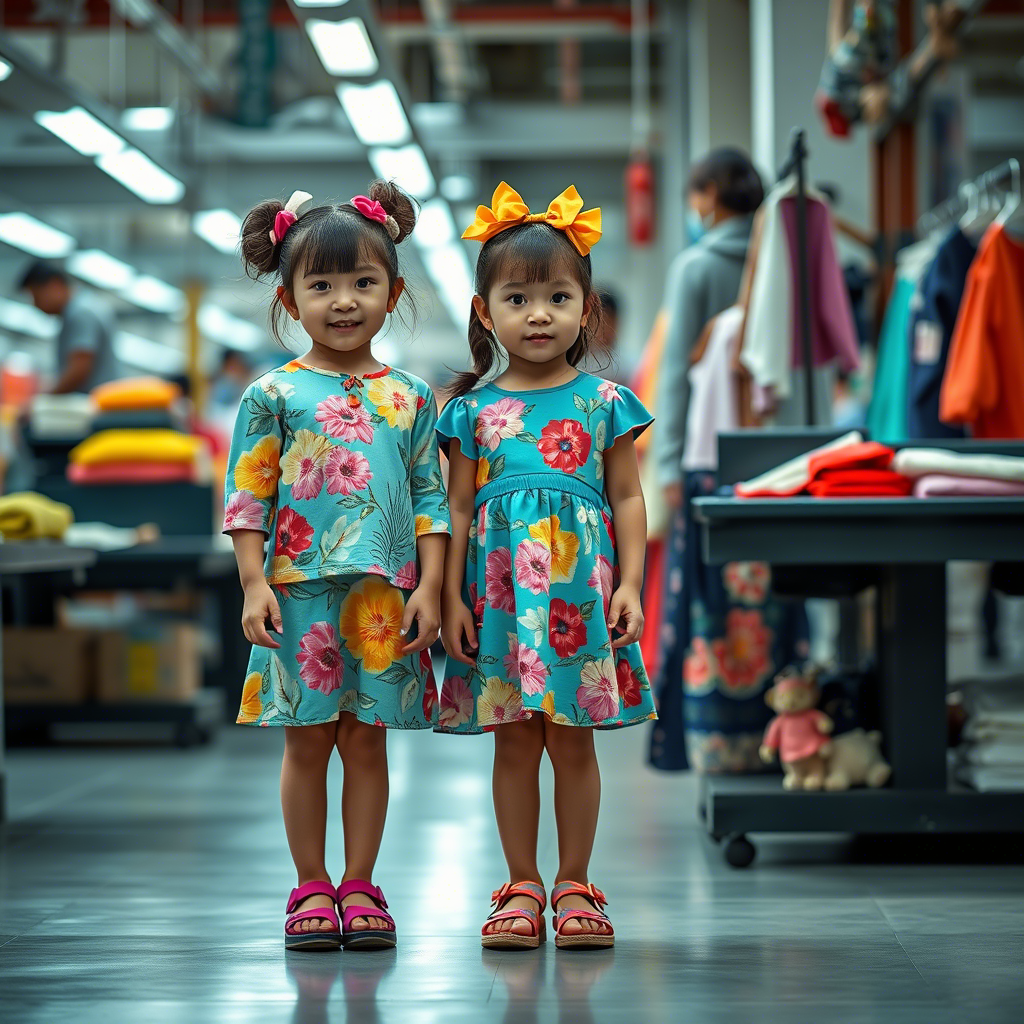 Vibrant children’s clothing with floral patterns made in China factories