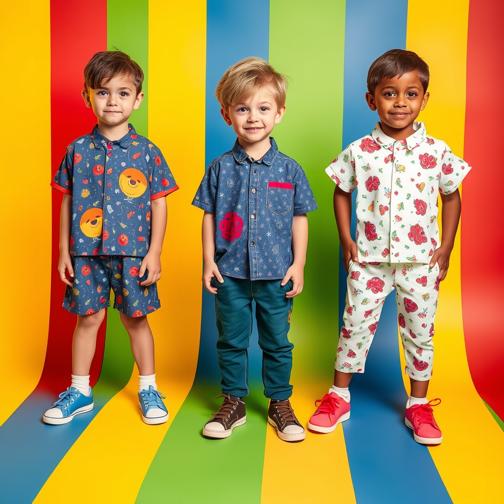 Vibrant colors and playful patterns for children’s clothing line