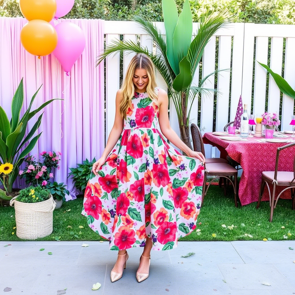Vibrant floral dress for a summer birthday party