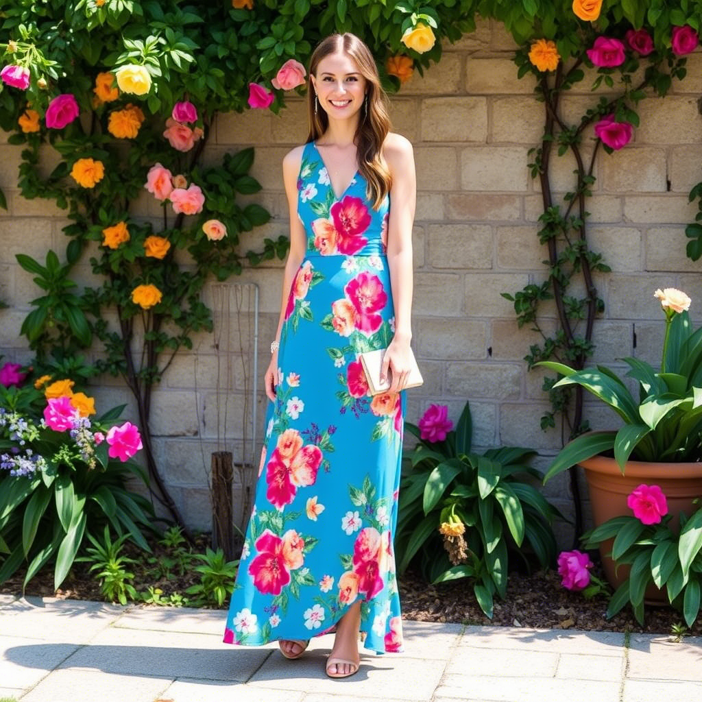 Vibrant floral dress for a summer wedding