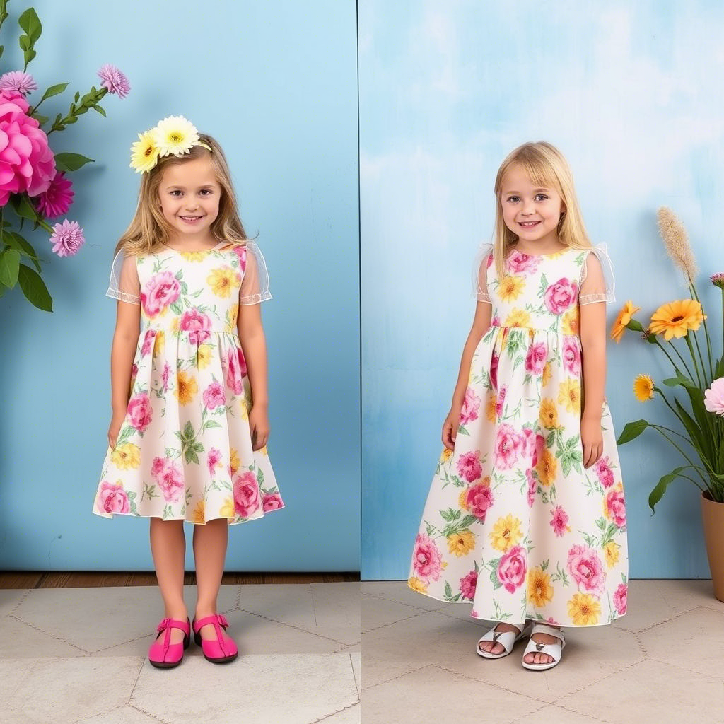 Vibrant floral dresses for girls in pastel colors