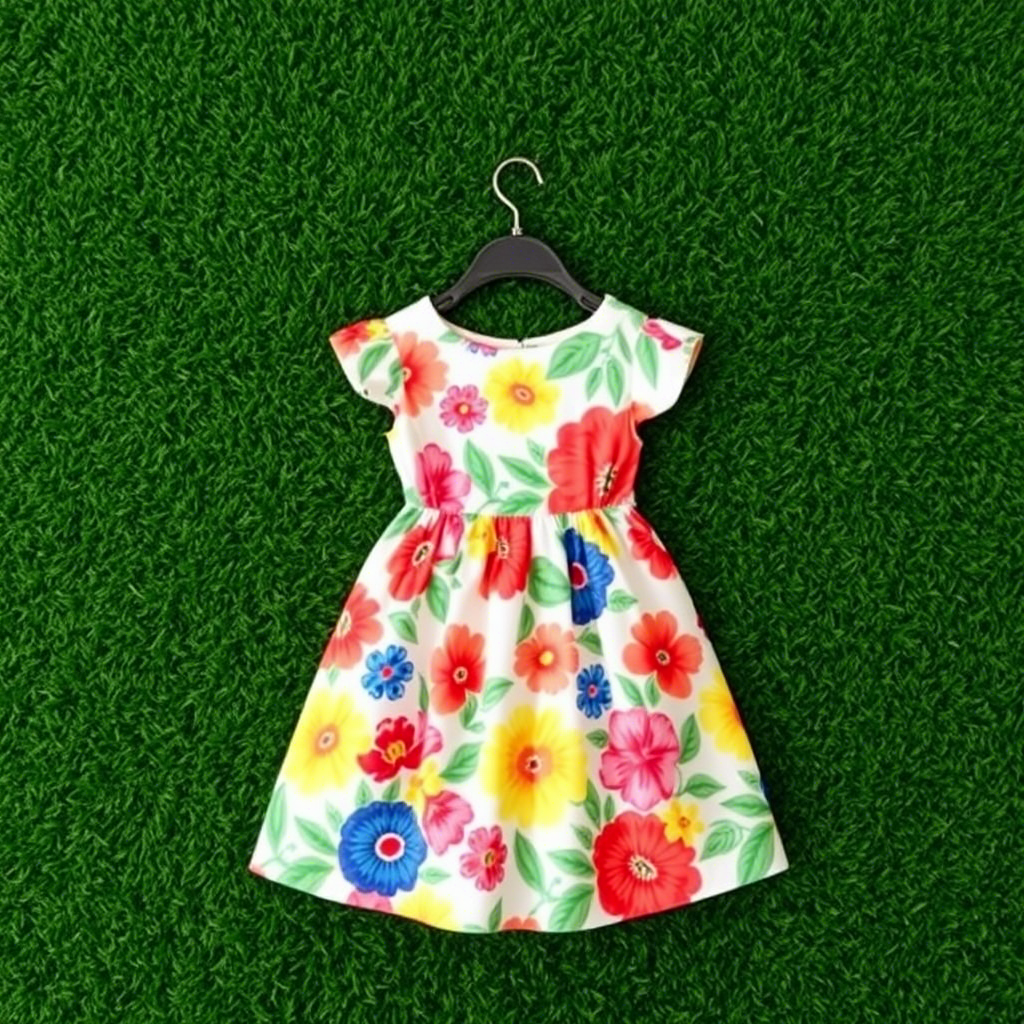 Vibrant floral print summer dress for little girls fashion