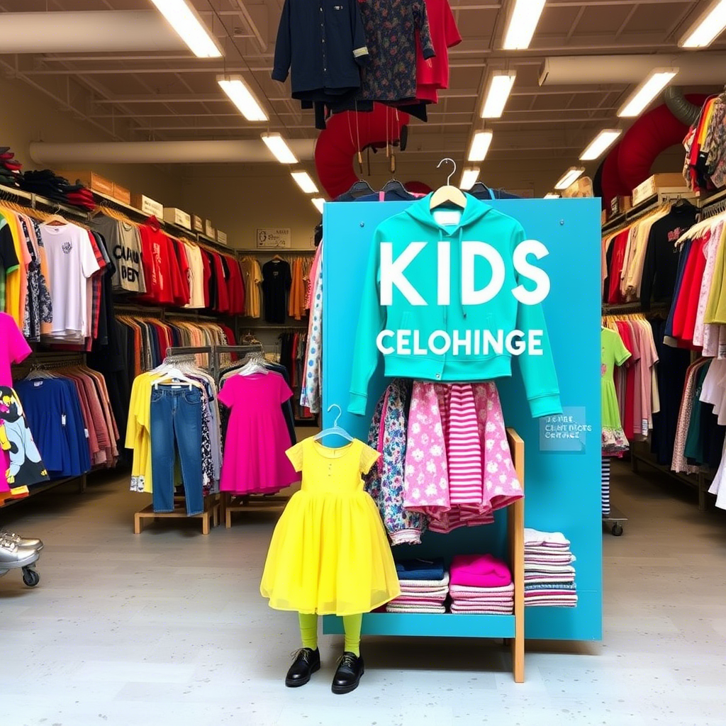 Vibrant kids’ clothing warehouse in New York