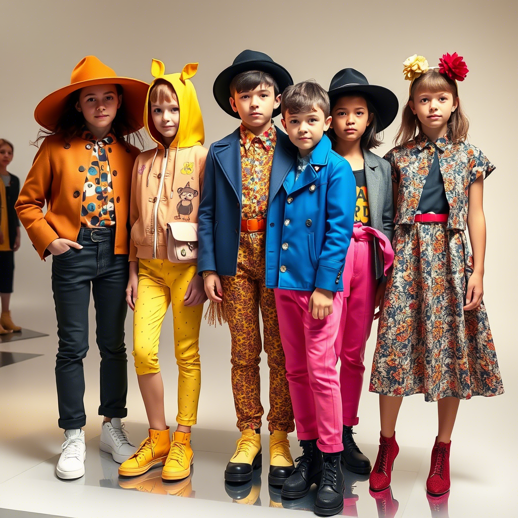 Vibrant kids’ fashion collection on a stylish mannequin