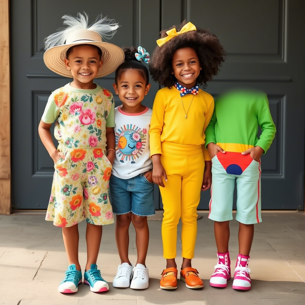 Vibrant kids' outfits with custom designs for fashion labels