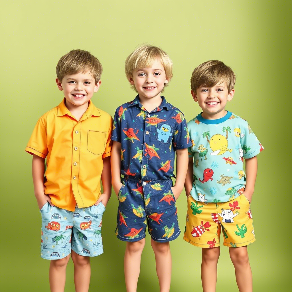 Vibrant summer boys shorts pajamas kids sleepwear collection