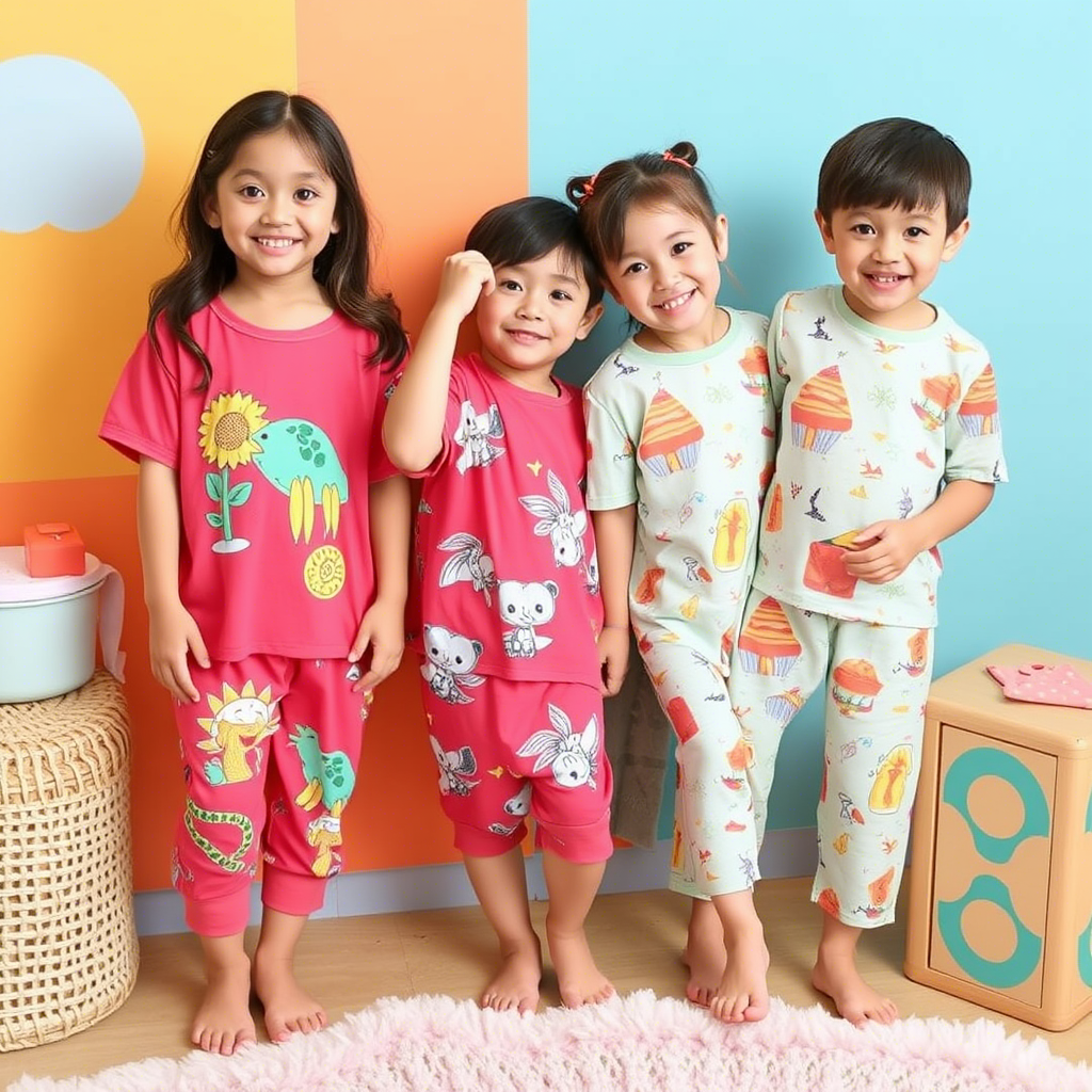 Vibrant summer themed sleepwear for children wholesale