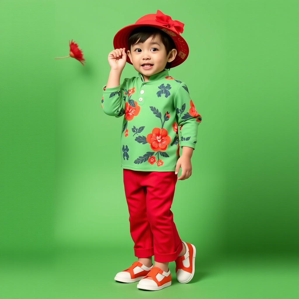 Vibrant toddler outfits from Chinese suppliers on a model