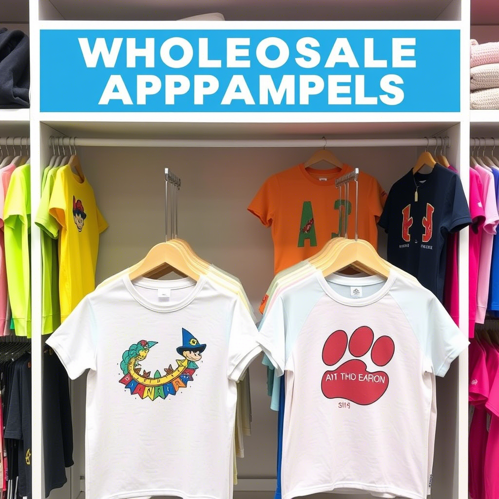 Vibrant wholesale kids apparel for boys and girls displayed