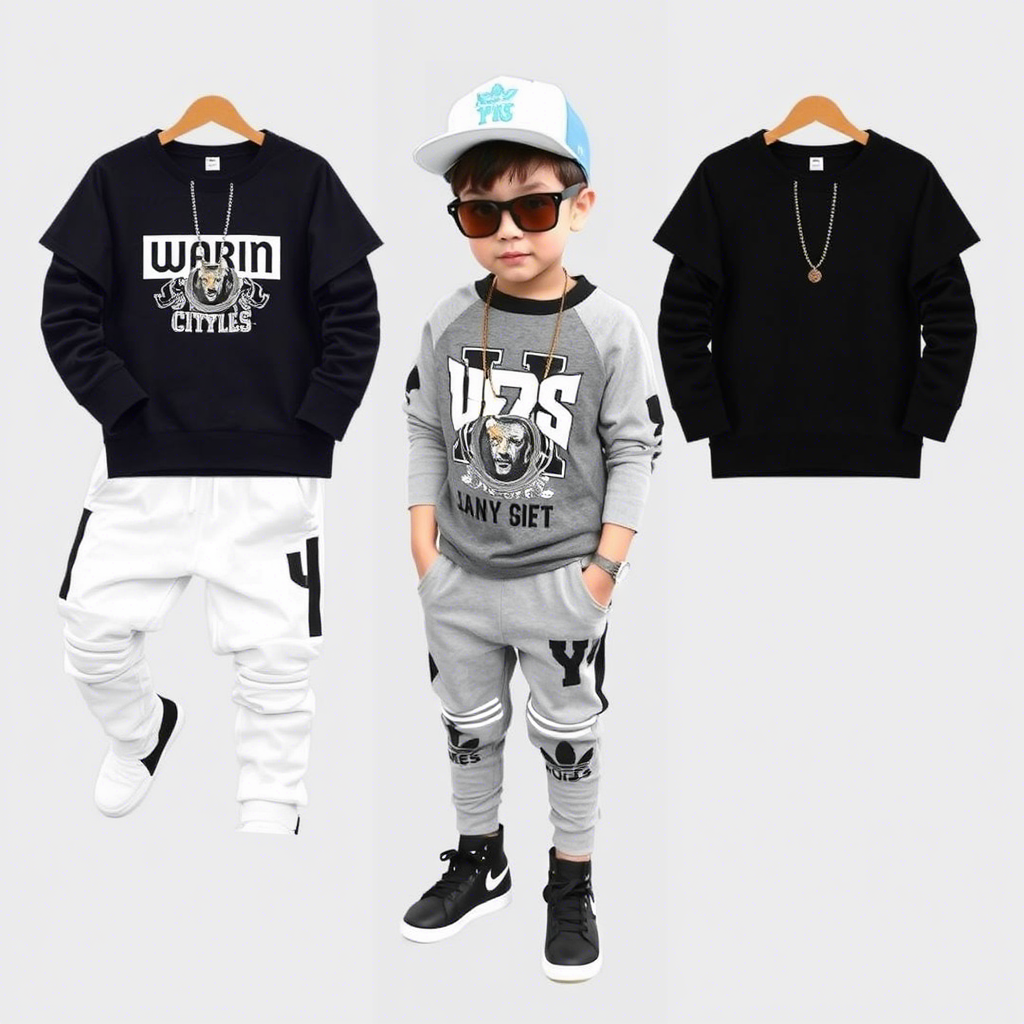 Wholesale boys’ clothing sets with trendy streetwear styles