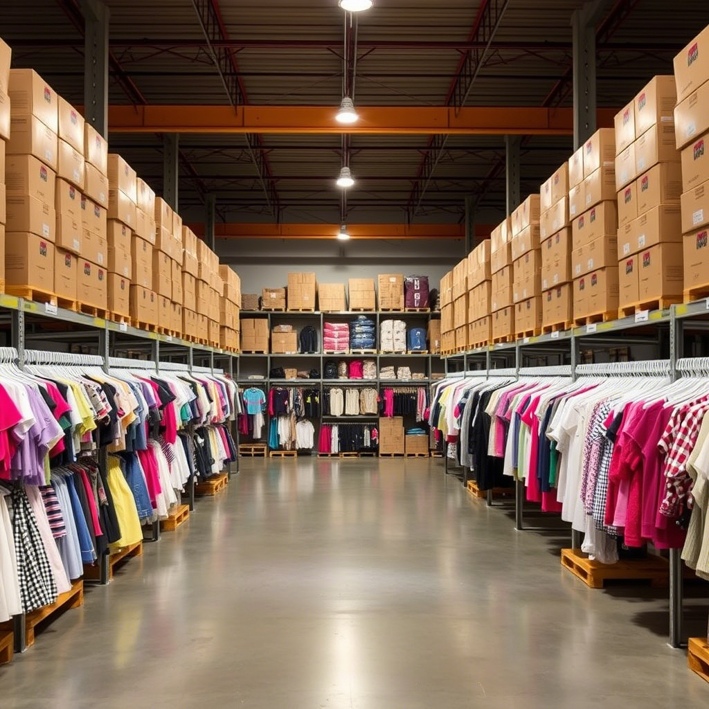 Wholesale children’s apparel distributors in a USA storage facility