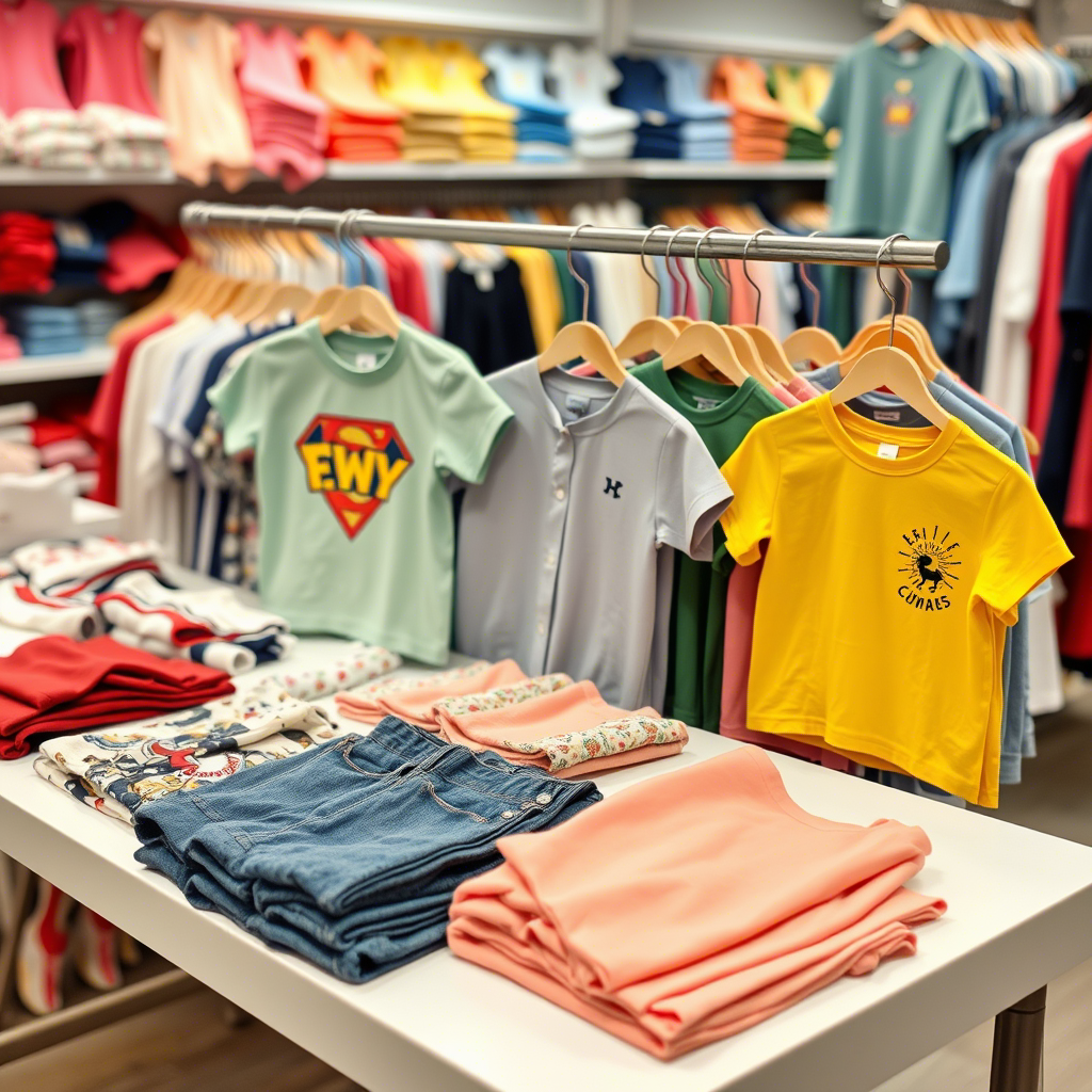 Wholesale children’s apparel neatly arranged on a table