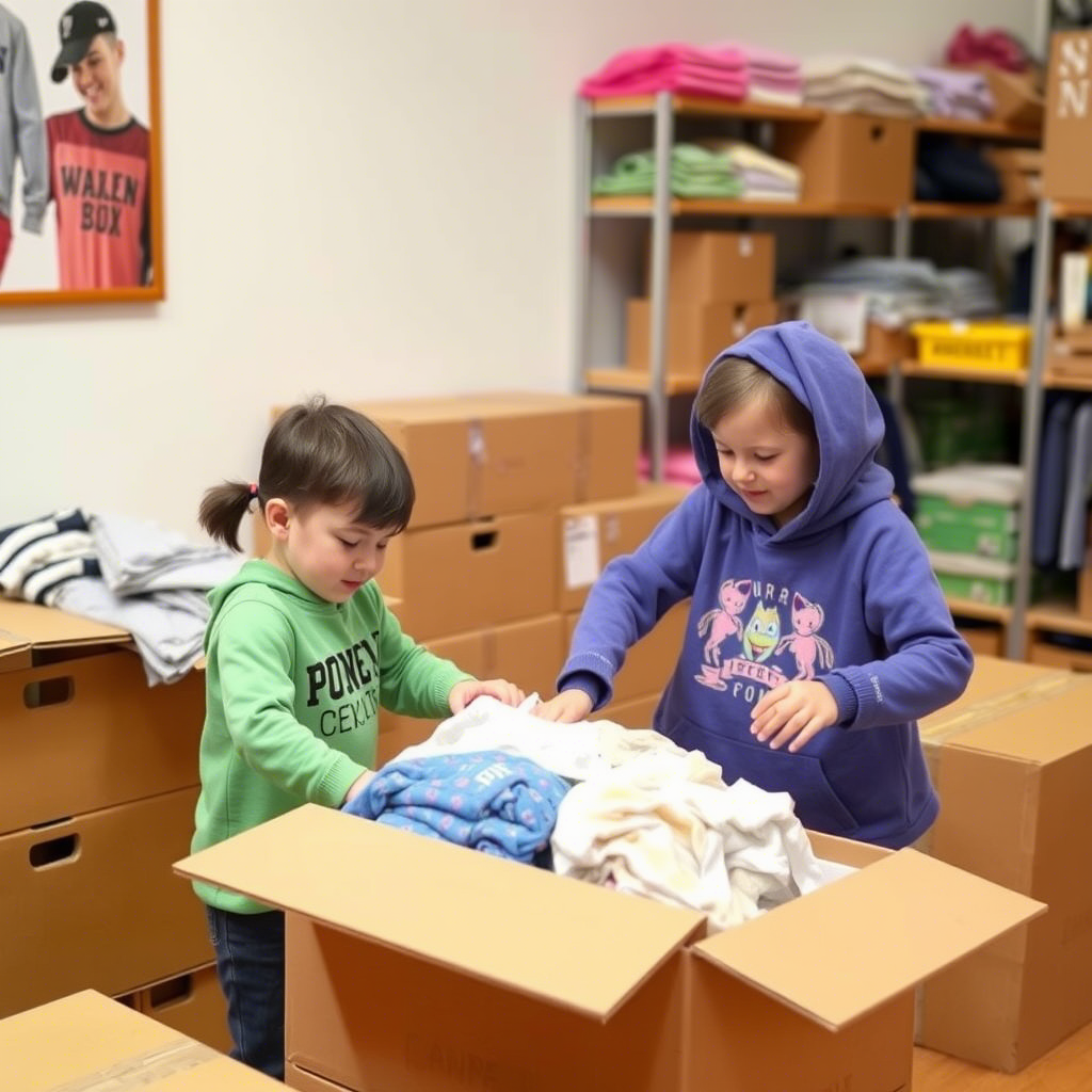Wholesale children’s clothing shipment boxes unpacking new arrivals