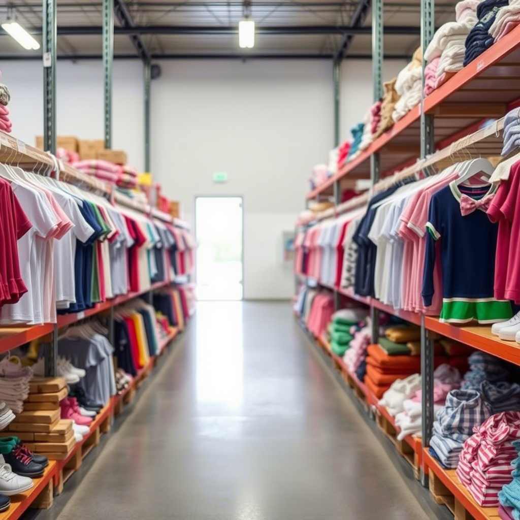 Wholesale children’s clothing supplier’s warehouse inventory