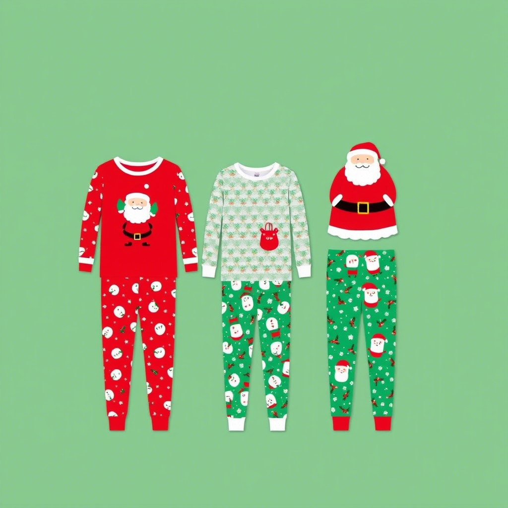 Wholesale Christmas kids’ PJs with Santa Claus and holly designs