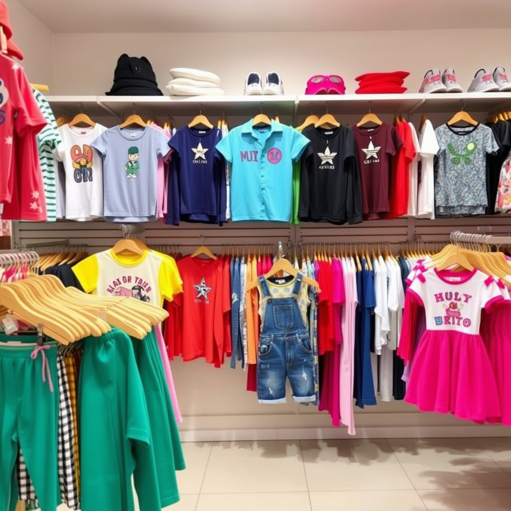 Wholesale kids’ apparel store with variety of trendy clothing