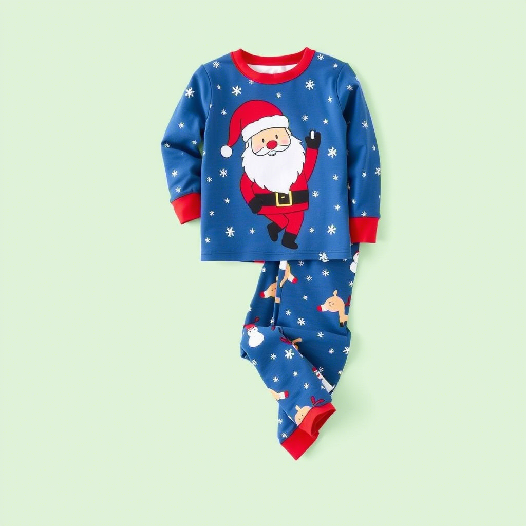 Wholesale kids’ Christmas PJs with Santa Claus and reindeer designs
