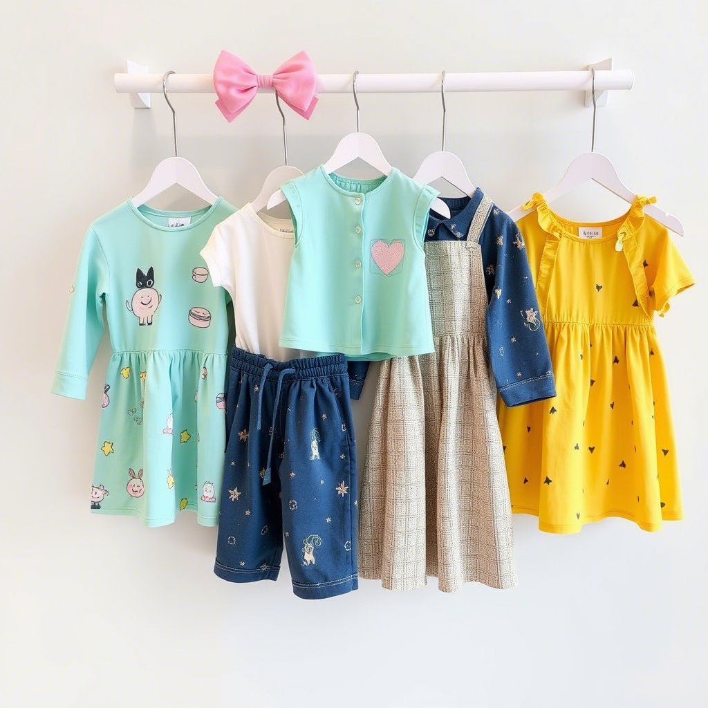 Wholesale kids’ clothing featuring pastel hues and playful designs