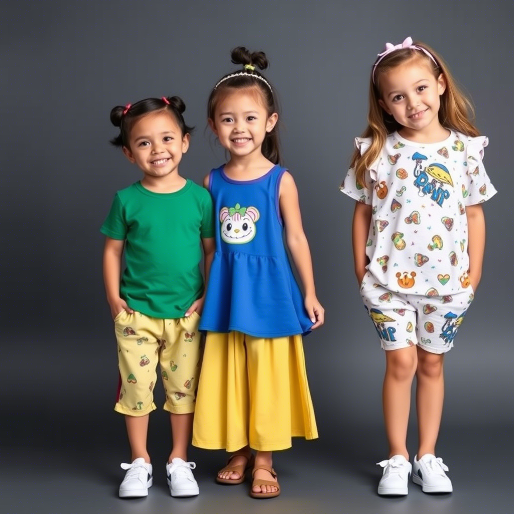 Wholesale kids’ fashion clothing with bright colors and patterns