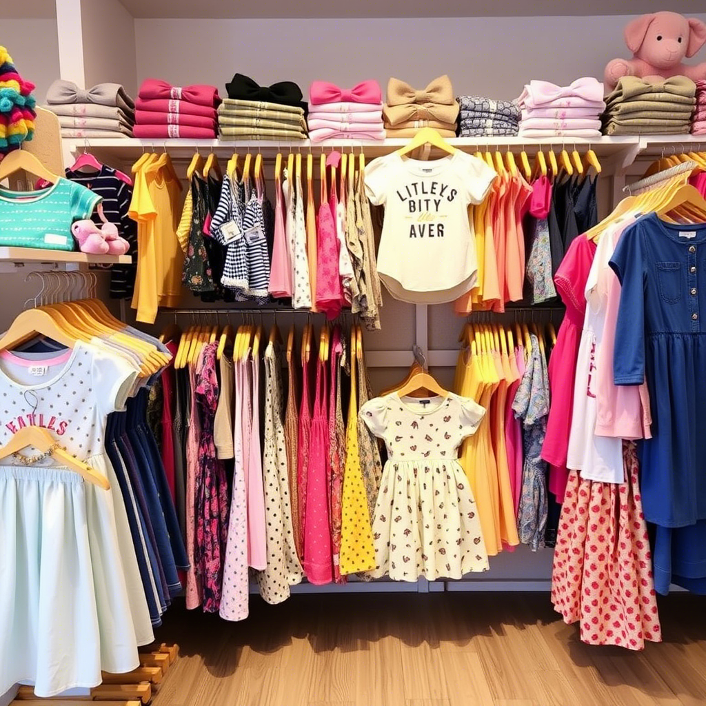 Wholesale kids’ fashion store with diverse clothing on display