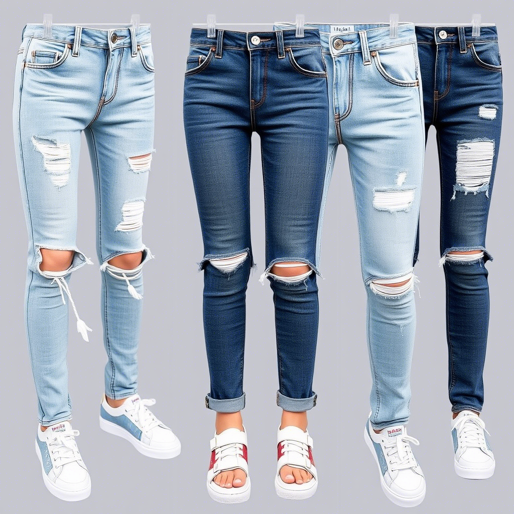 Wholesale kids jeans collection with trendy ripped knee designs