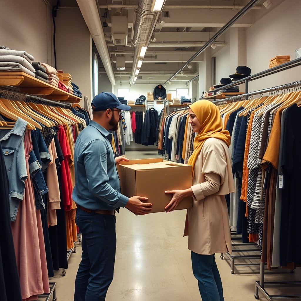 Wholesale suppliers delivering trendy outfits to a store