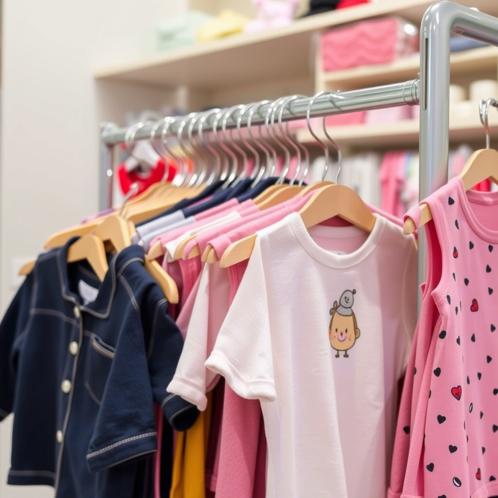 Wholesale toddler clothing displayed on a store rack