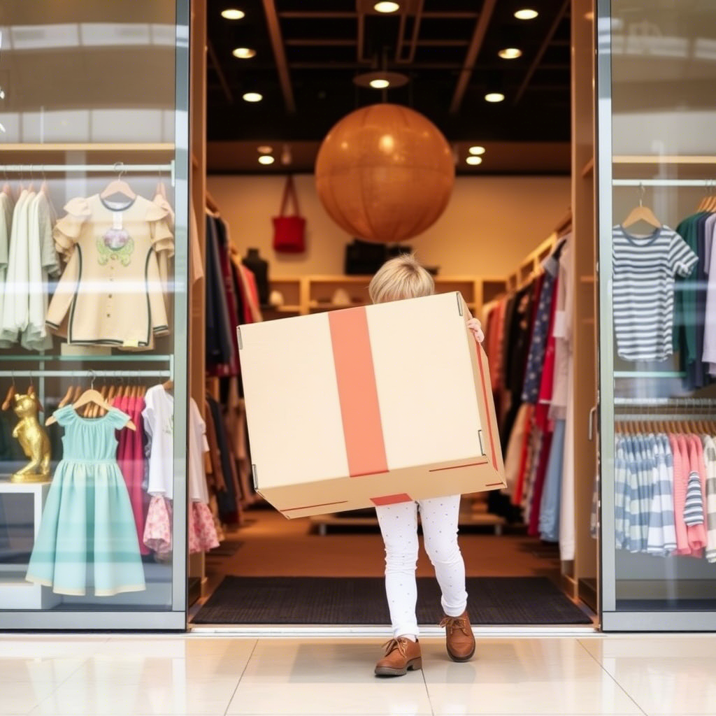 Wholesale toddler clothing shipment arriving at a boutique