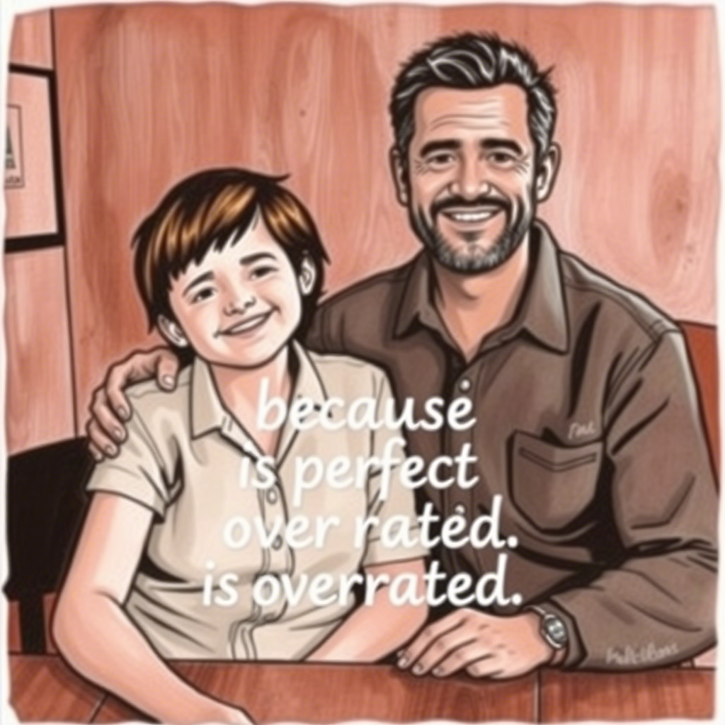 “World’s okayest dad, because perfect is overrated”