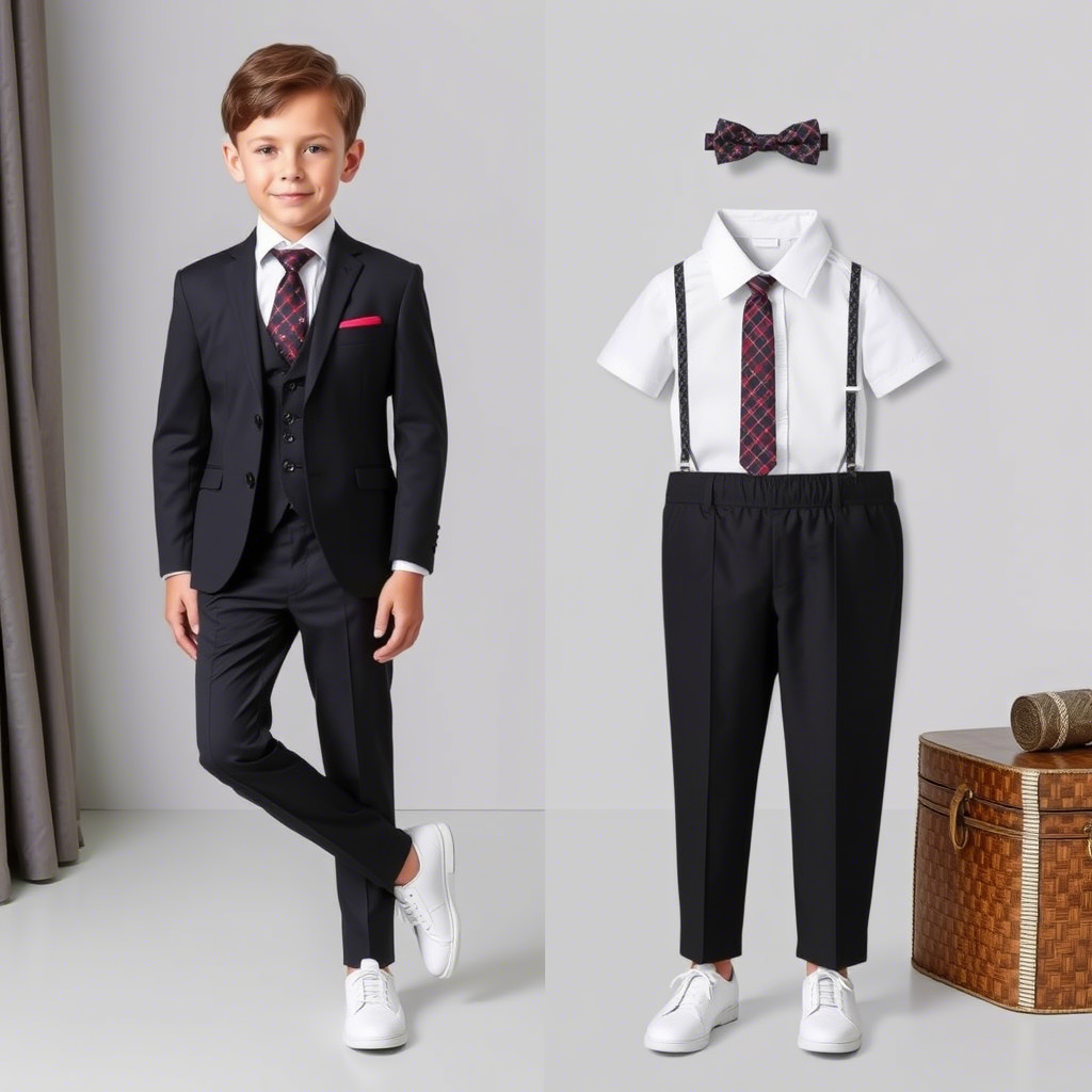Young boys’ formal wear sets with suits and ties for events