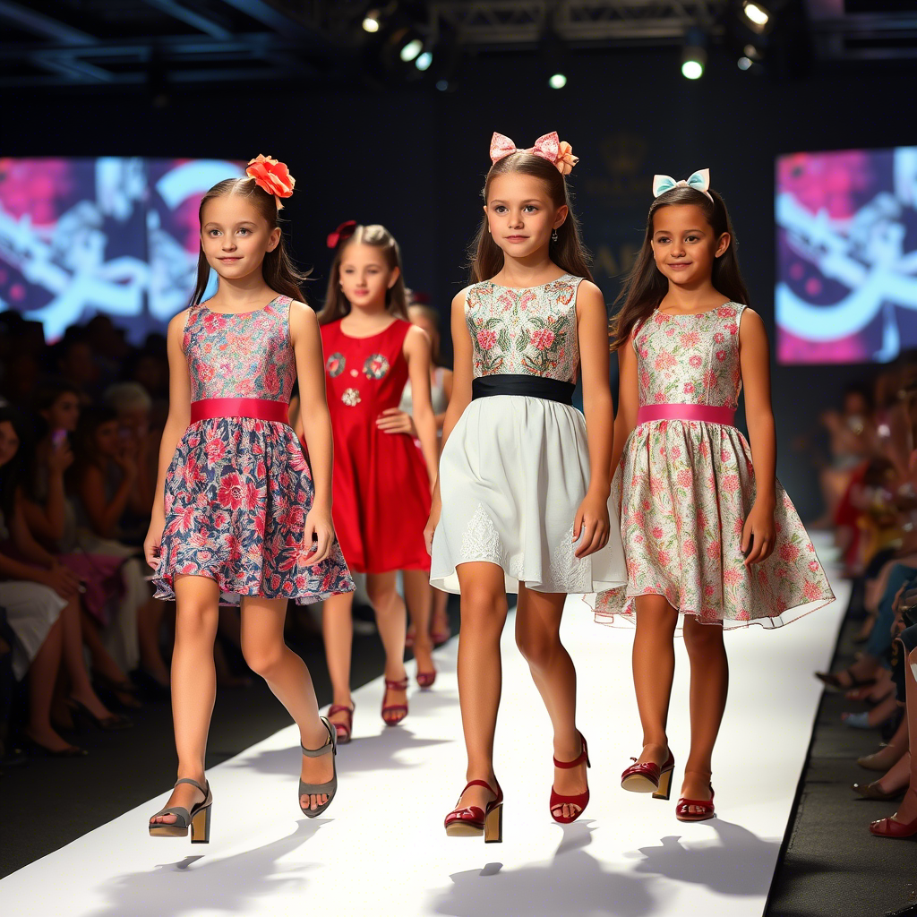 Young girls modeling dresses in a fashion show