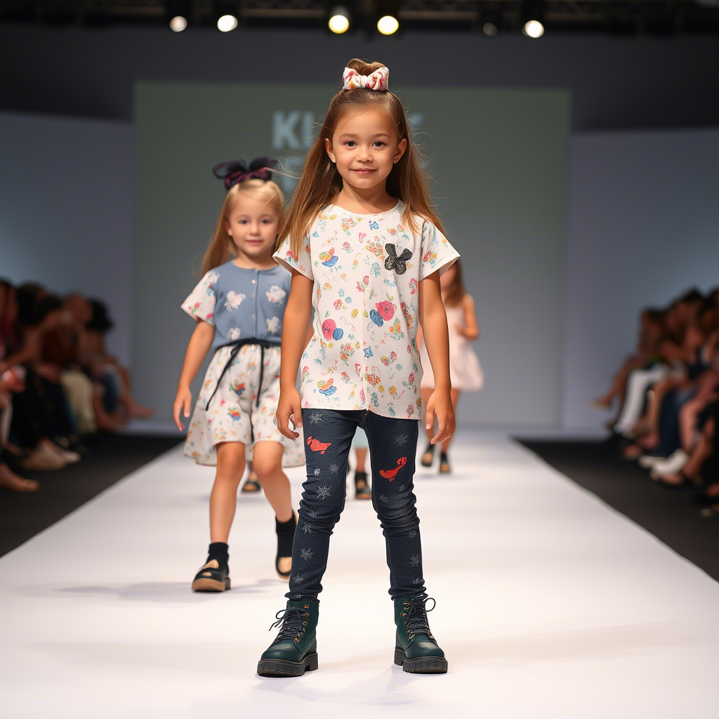 Young models showcasing latest kids’ fashion trends on a catwalk